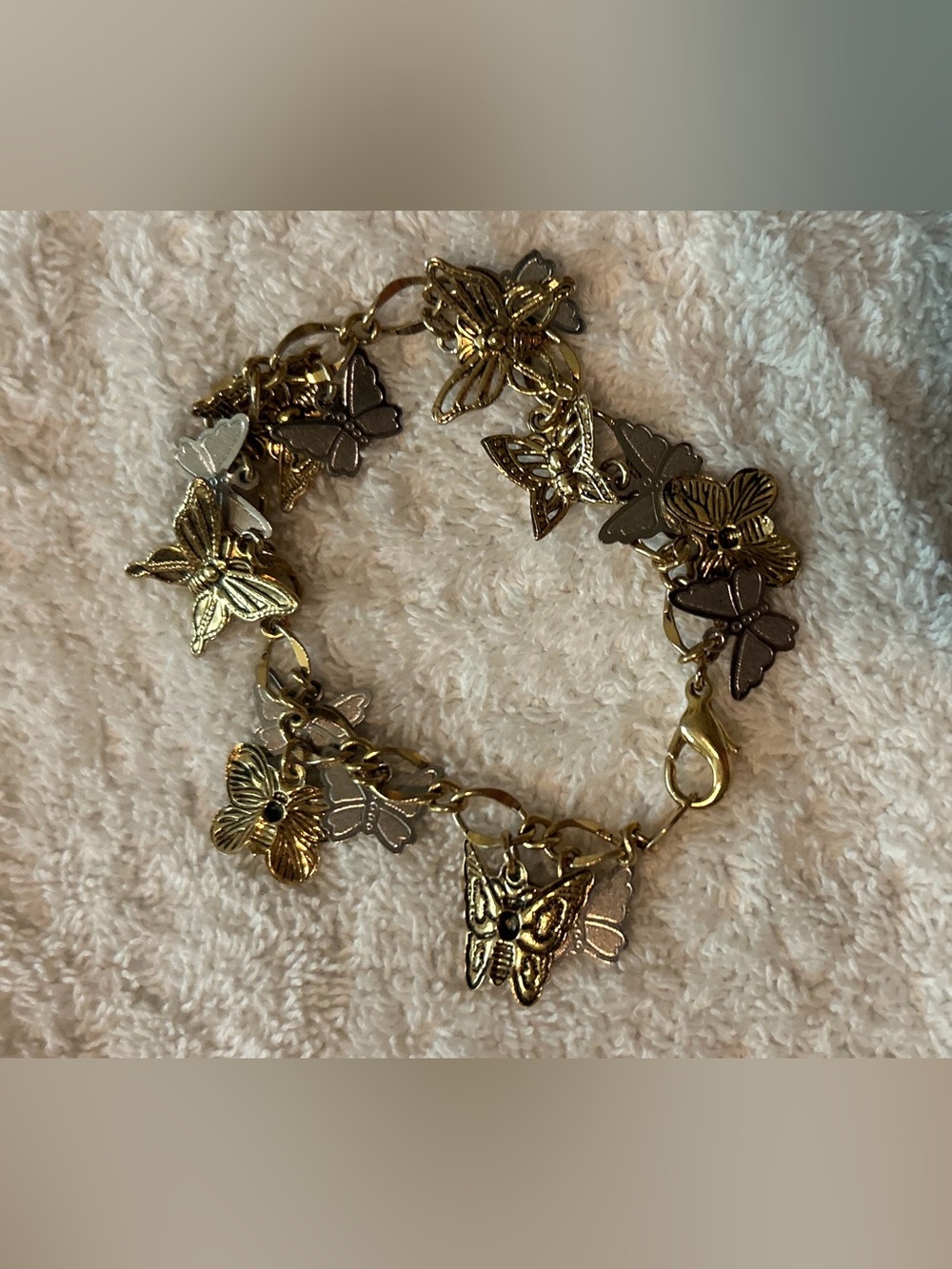 Gold tones Butterfly Charm Bracelet - Women's Jewelry